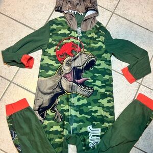 Jurassic Adventure Green Camo Dinosaur Pajama Set